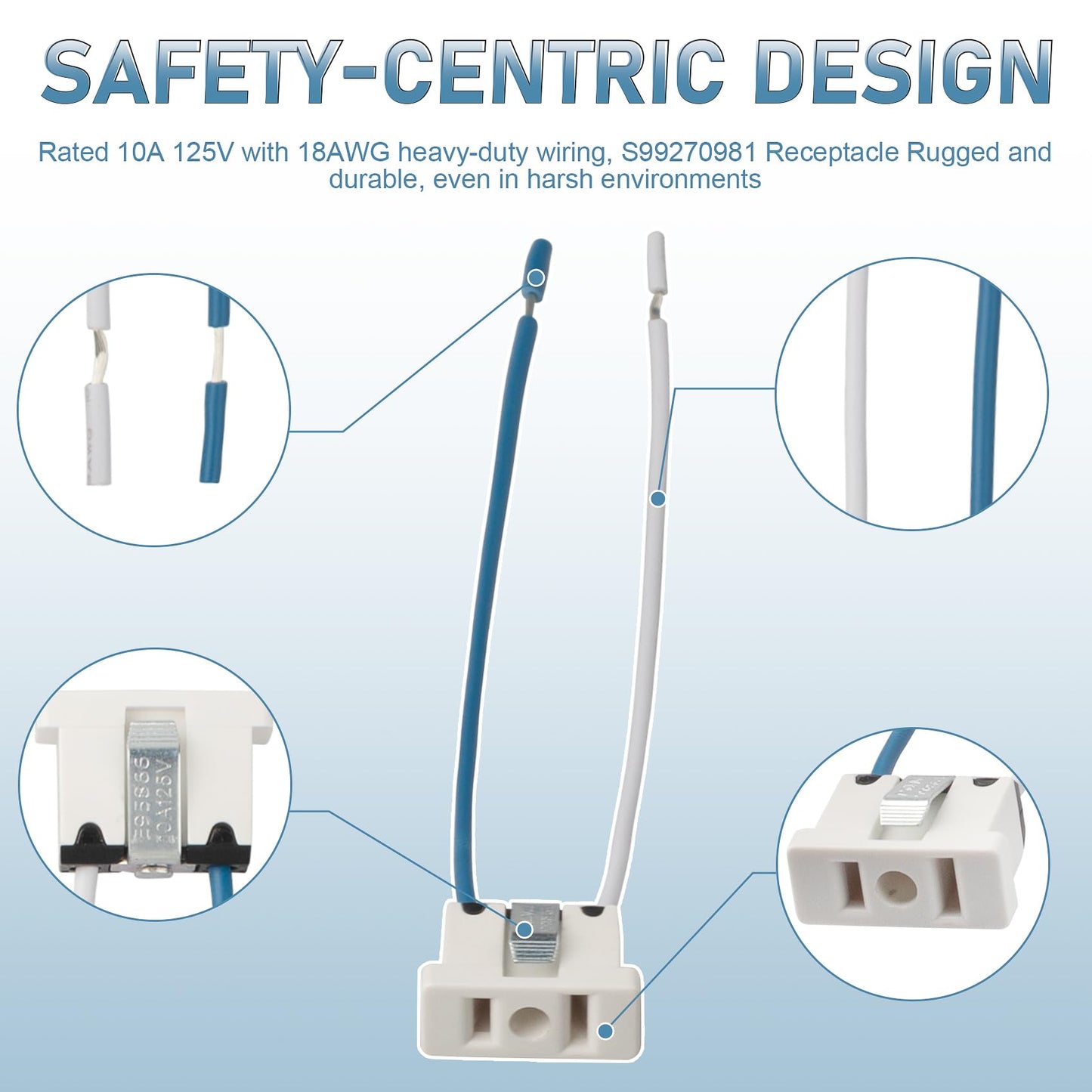 S99270981 Replacement Power Cord Connector for Broan & NuTone Exhaust Exhaust Fan, 10A 125V 18AWG Electrical Outlet, 1 Pc
