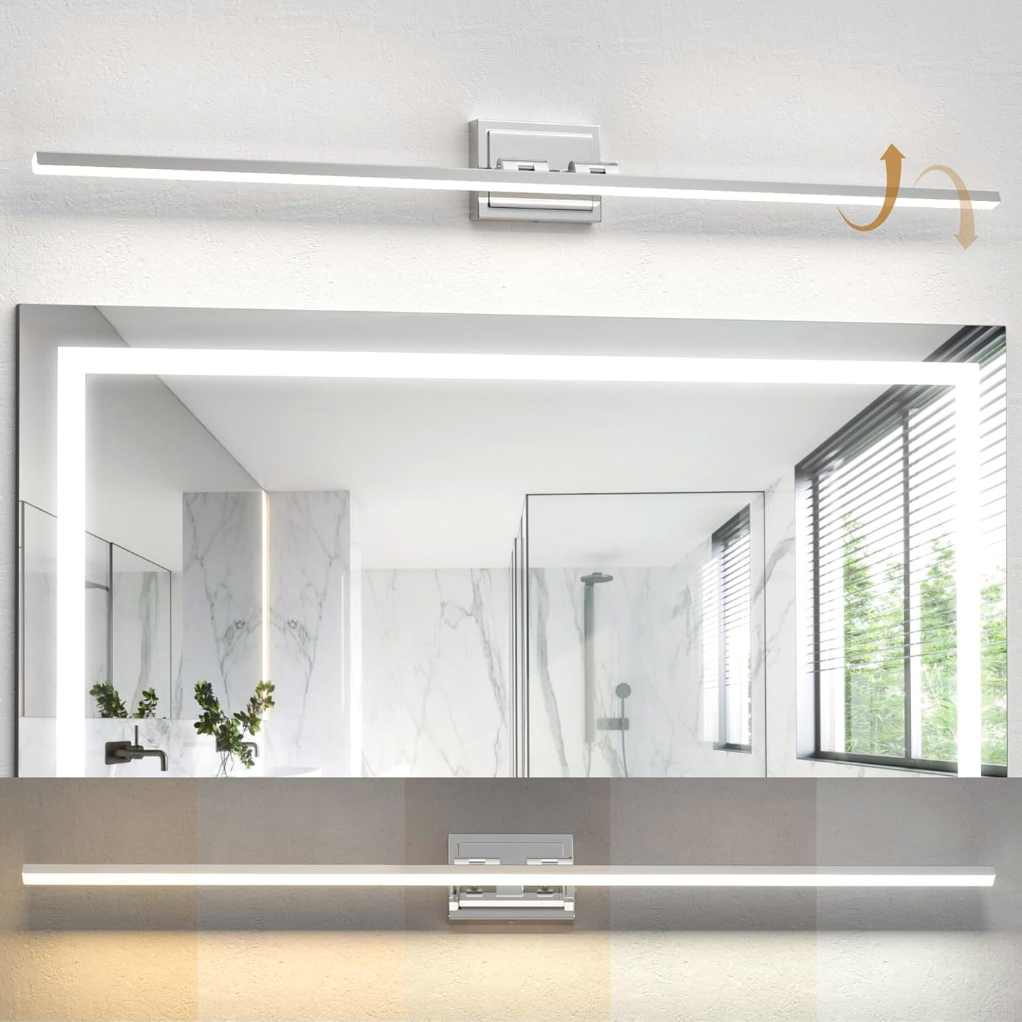 NIORSUN 24-Inch Dimmable LED Bathroom Vanity Light Fixture - Modern Black Over Mirror Lighting, 5CCT, ETL Certified