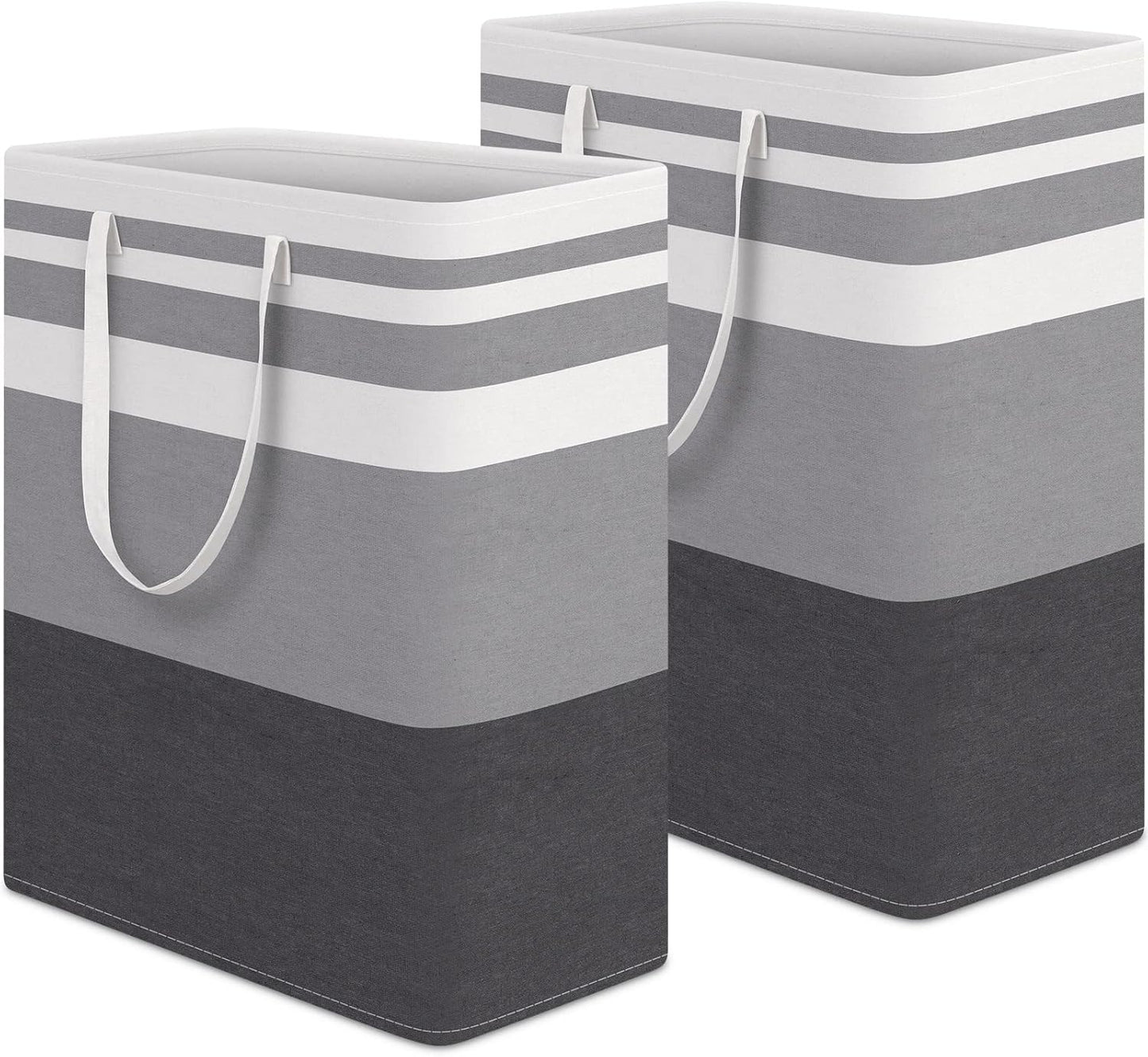 Waterproof 100L Laundry Basket Set - Collapsible Freestanding Hamper with Extended Handles - 2-Pack Gradient Grey for Clothes & Toys