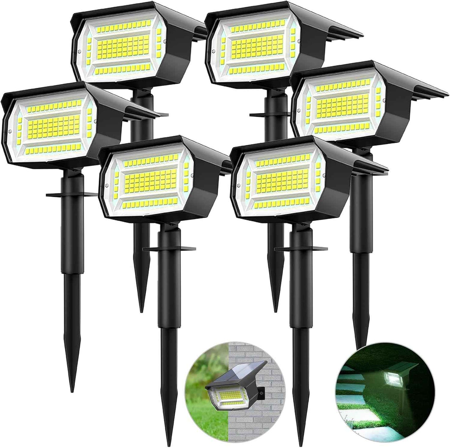 10 Pack Solar Spot Lights - Waterproof IP67 Landscape Flood Lights with 72 LEDs, 3 Modes, Auto On/Off for Garden, Lawn, Patio & Driveway (Cool White)