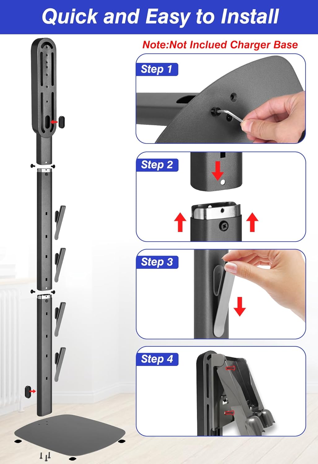 Dyson Vacuum Stand & Holder for Gen5 V15 V12 V11 V10 V8 V7 V6 - Metal Storage Bracket with Hidden Cord Design
