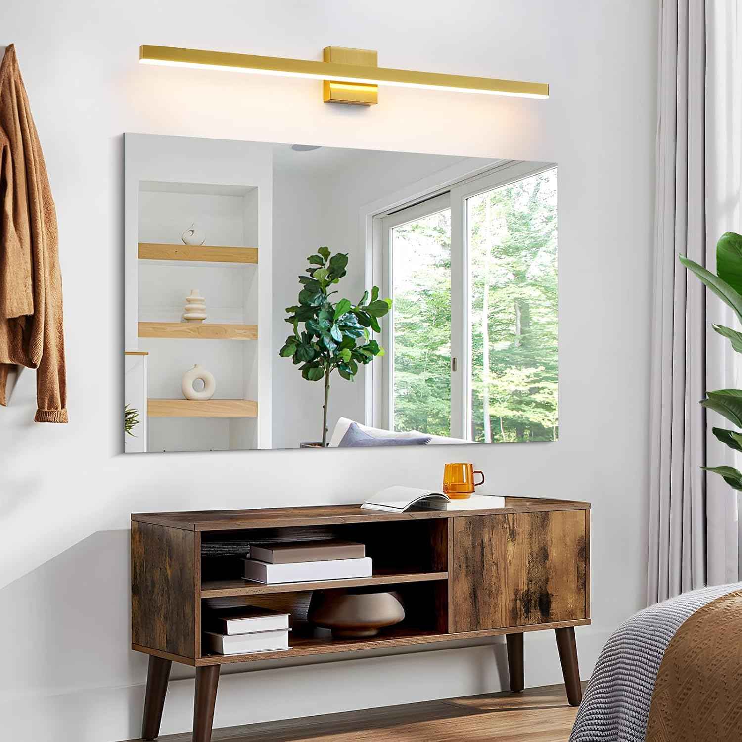 24-Inch Dimmable Gold Bathroom Vanity Light - Modern LED Bar Fixture for Over Mirror