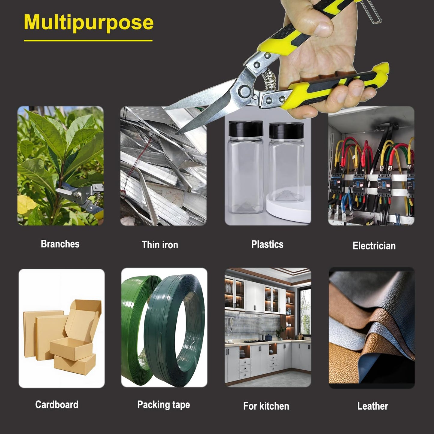 TOOLMAK Heavy Duty Industry Scissors 8.7 Inch Aviation Tin Snips Straight Metal Cutter with Comfort Grip and Stainless Steel Blades Multifunction Cutting