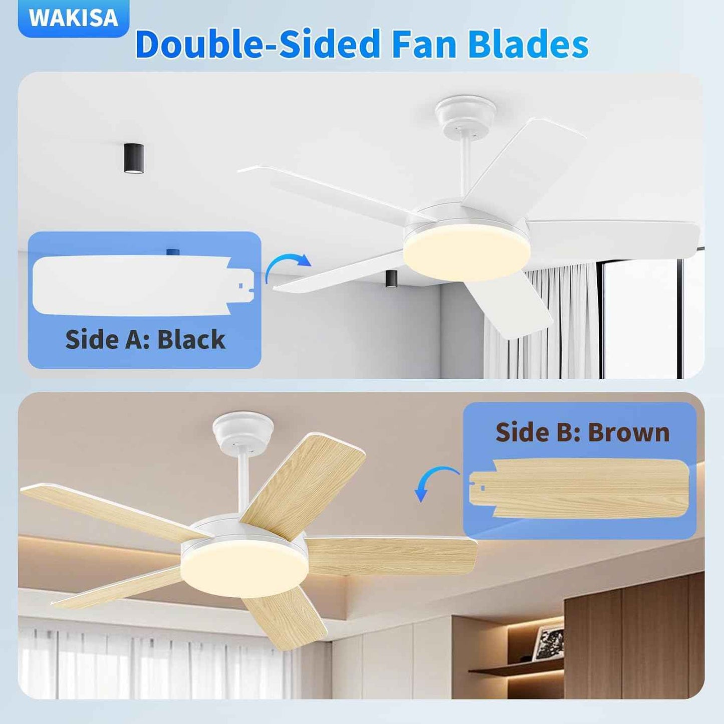 45-Inch Dimmable Ceiling Fan with Lights & Remote - 6 Speeds, Reversible, Quick Install for Indoor/Outdoor Use