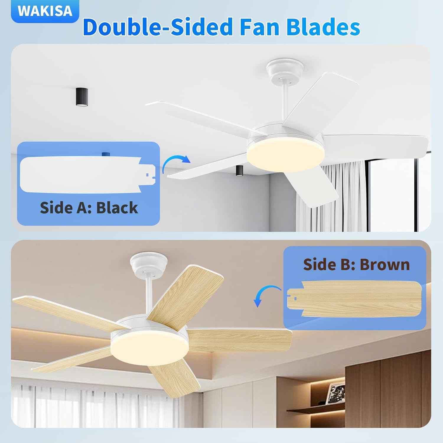 45-Inch Dimmable Ceiling Fan with Lights & Remote - 6 Speeds, Reversible, Quick Install for Indoor/Outdoor Use