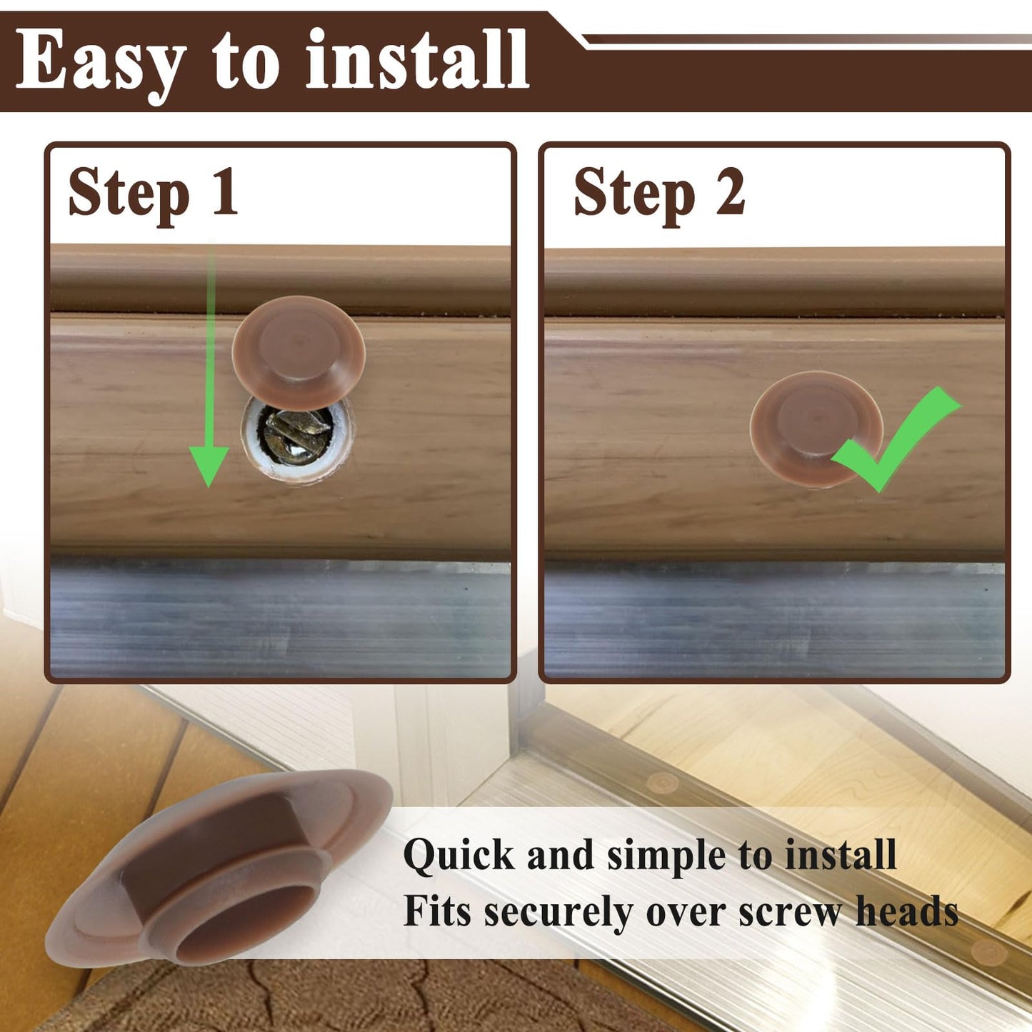 20Pcs Threshold Screw Covers for Door Sill Cap, Door Threshold Plugs for Hiding Screws, Plastic