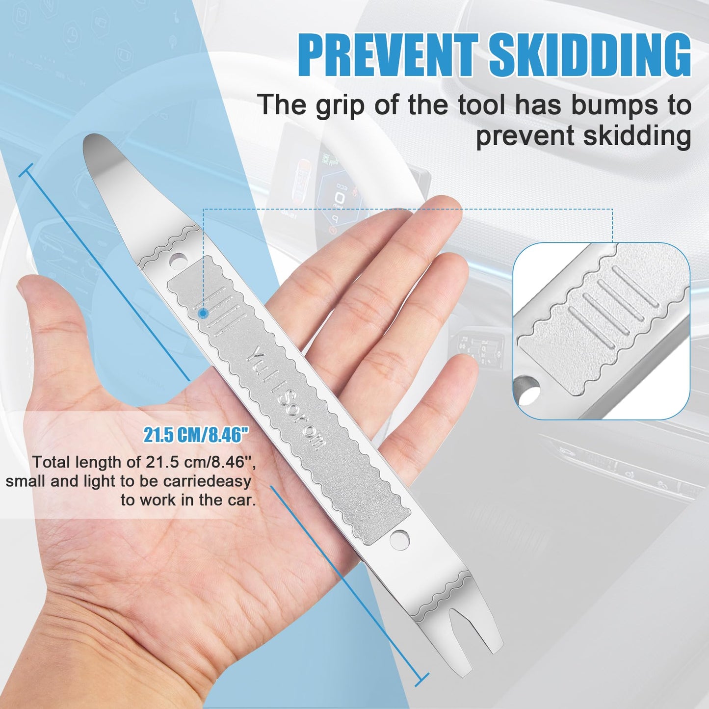 4140 Dual-purpose Steel Pry Bar, Multi-Function Trim Removal Tool for Automotive Panel,Planes Panel, Interior &exterior Trim Removal (Silver Pry Tool 1pc)