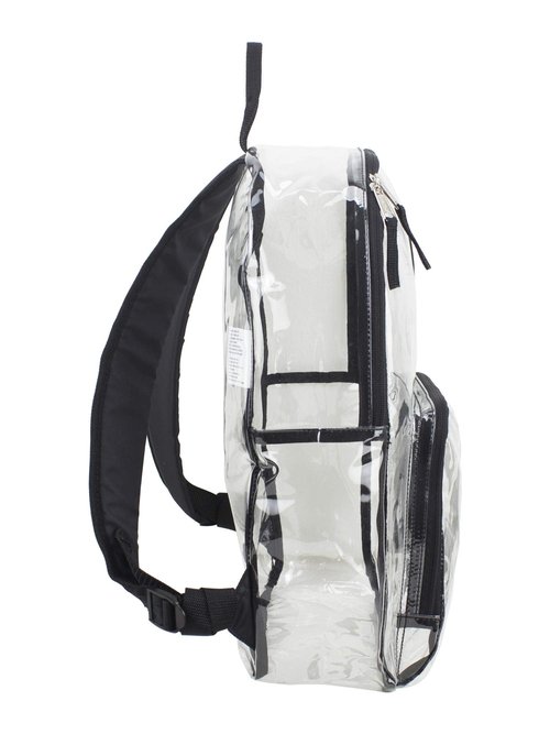 Eastsport - Backpack, PVC Plastic, 12 1/2 x 5 1/2 x 17 1/2 - Clear/Black, 193971BJBLK