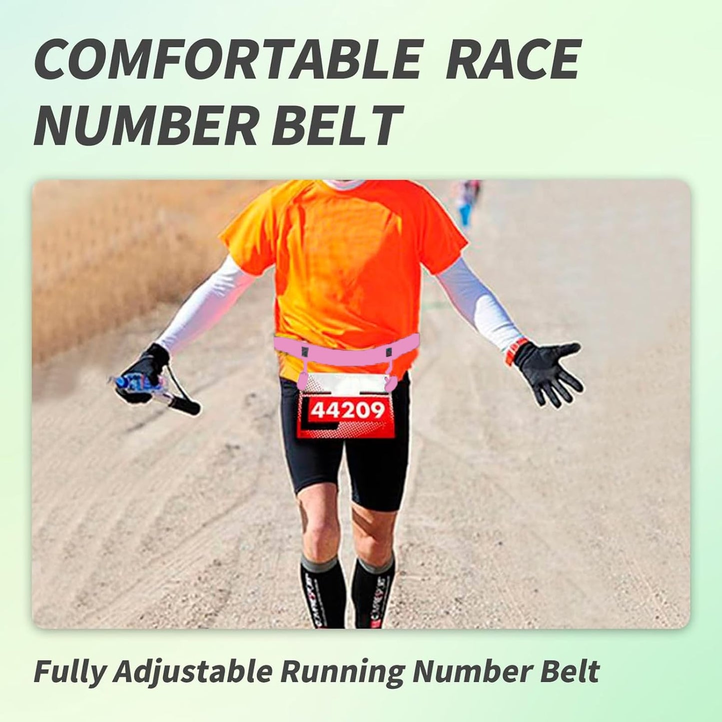 Stretch Fit Triathlon Number Belt No Pins Needed Comfortable Running Race Belt with Bib Holder for Marathon & More(Pink)