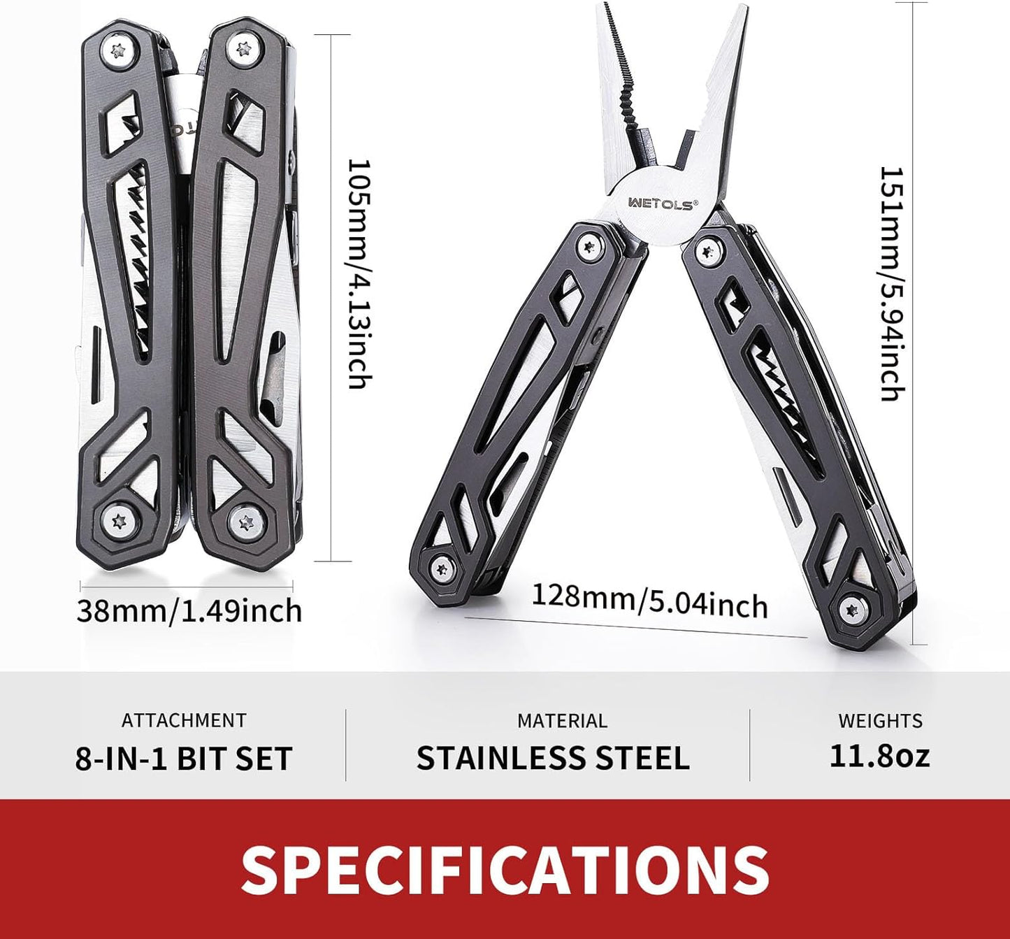 WETOLS 21-in-1 Multitool with Pocket Knife & Pliers - Perfect Christmas Gift for Men & Dads, EDC Survival Gear