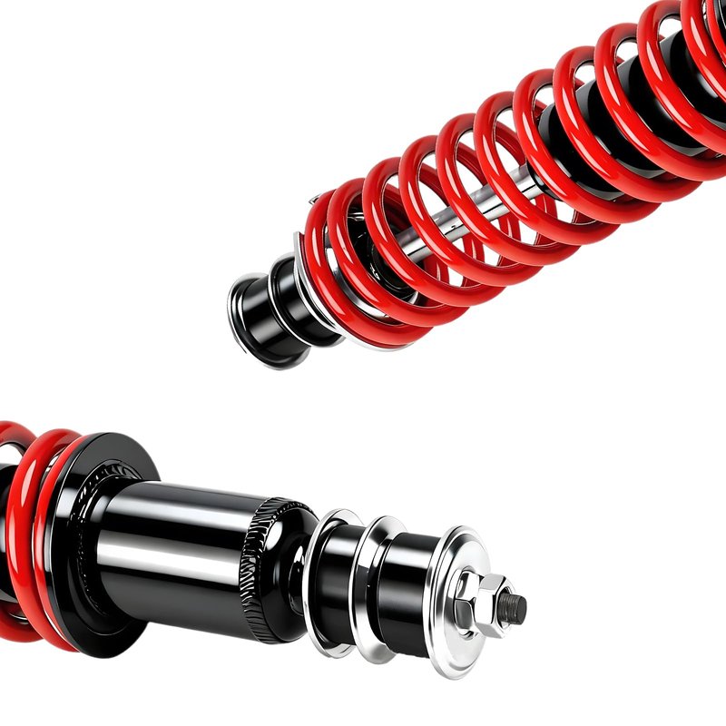 Golf Cart Shocks Front or Rear Heavy Duty Coil Springs For EZGO TXT 1994+ / Medalist G&E Model, Replace OEM#70928-G01 76418-G01 Included Extender for Lifted Golf Cart Red