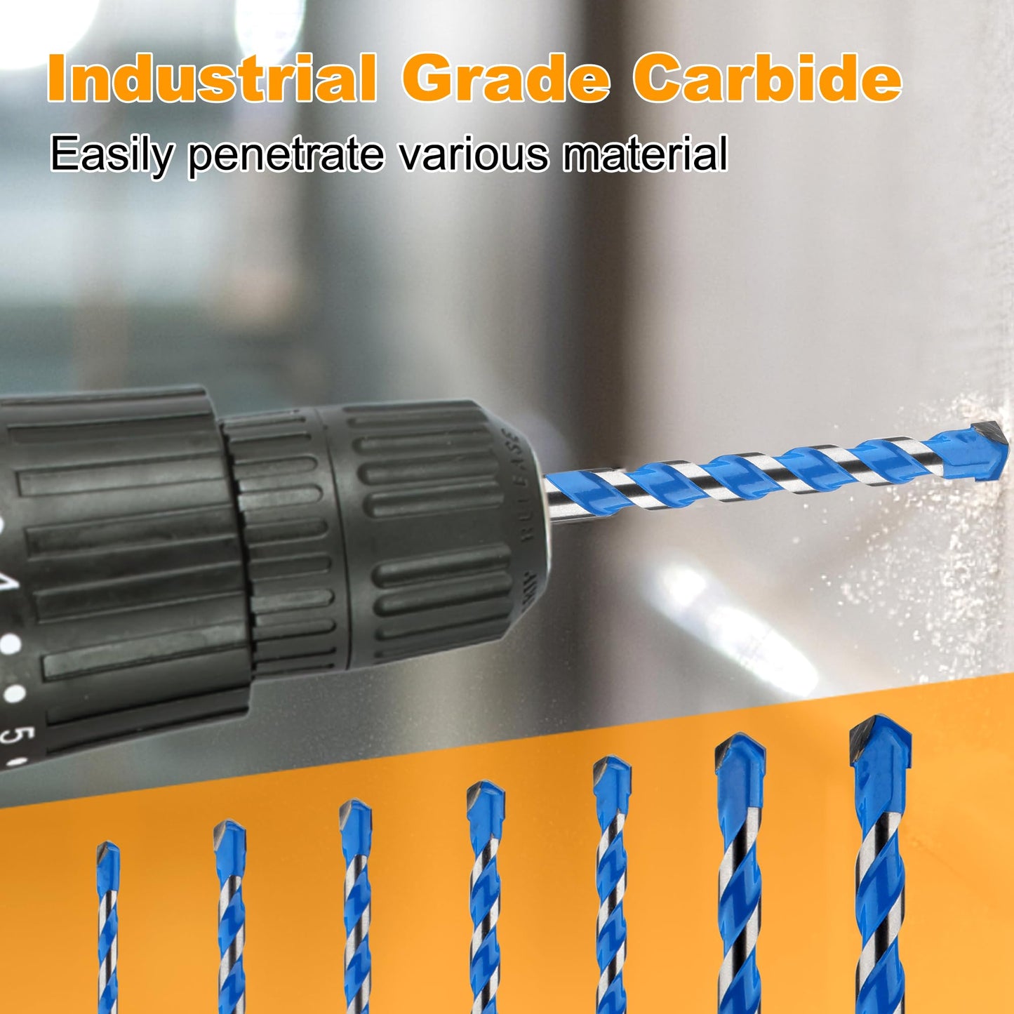 Concrete Drill Bit Set & Masonry Drill Bit Set, Professional Carbide Drill Bits Tip (7 PCS) for Glass/Brick/Plastic/Cement/Tile, 5/32"-3/8" by TITGGI