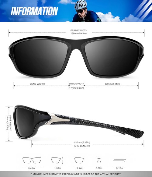 KALIYADI Polarized Sunglasses - UV Protection for Men | 4-Pack Sports Eyewear for Fishing, Driving, Cycling