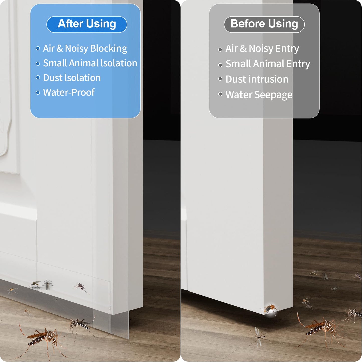 Pluden 20FT Weather Stripping Door Seal - 1" Silicone Alien Draft Seal Tape for Gaps Under Door Weatherstripping Sweep Stopper for Bottom of Shower Door/Sliding Glass Door