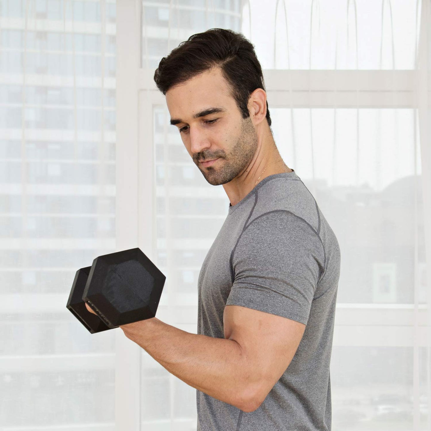 j/fit 15lb Rubber Hex Dumbbells (Pair)