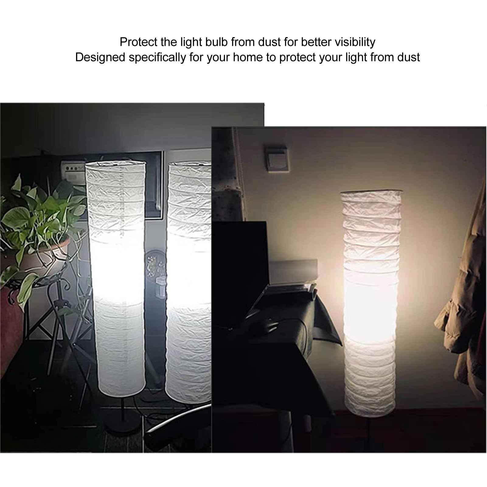Rice Paper Floor Lamp Shade, Paper Floor Lampshade Light Accessories, Foldable Rice Paper Lamp Replacement Shade, Light Bulb Cage Guard for Living Room, 37 Inch