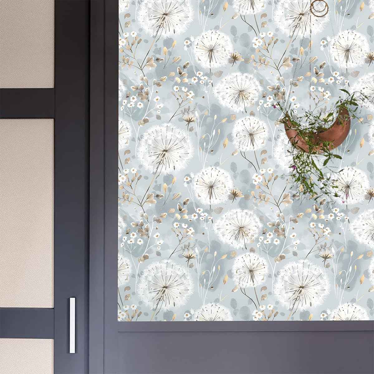 Peel and Stick Floral Dandelion Wallpaper - Vintage Boho Self-Adhesive Vinyl for Bedroom & Cabinets (16.9"x590.5")