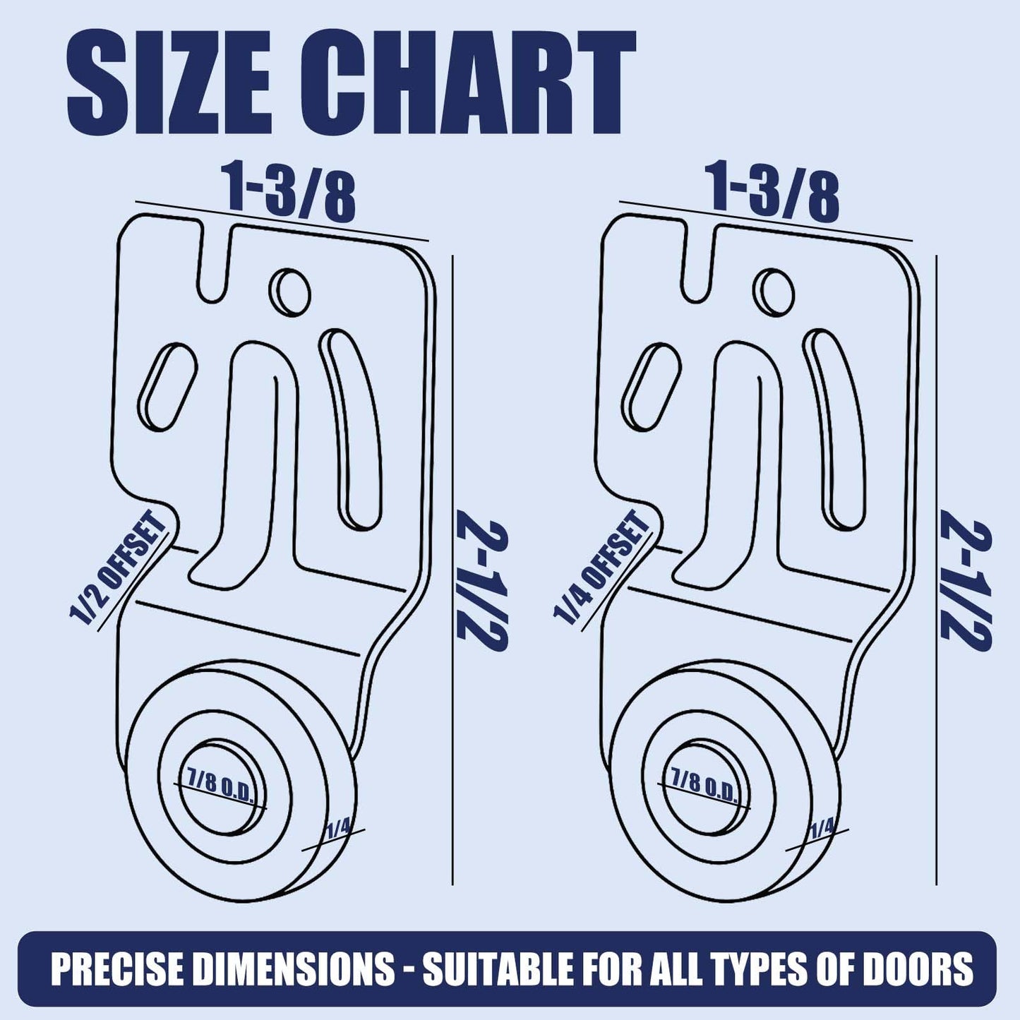 Top-Hung Sliding Door Hardware Wardrobe Roller Kit,Includes 4 Roller Wheels for Bypass Closet and Kitchen Doors, Compatible with 3/4" to 1-3/8" Thick Sliding Door