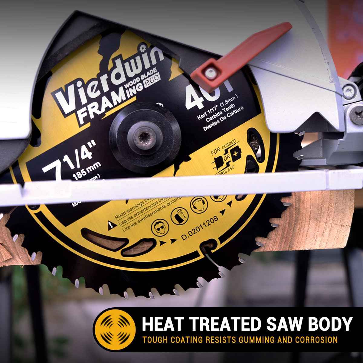 Vierdwin 7-1/4 Inch Circular Saw Blades Combo (24T/40T/60T) - 5/8" Arbor Carbide-Tipped for Wood, Plywood, MDF, Hardwood, Softwood - Fits Circular & Cordless Saws