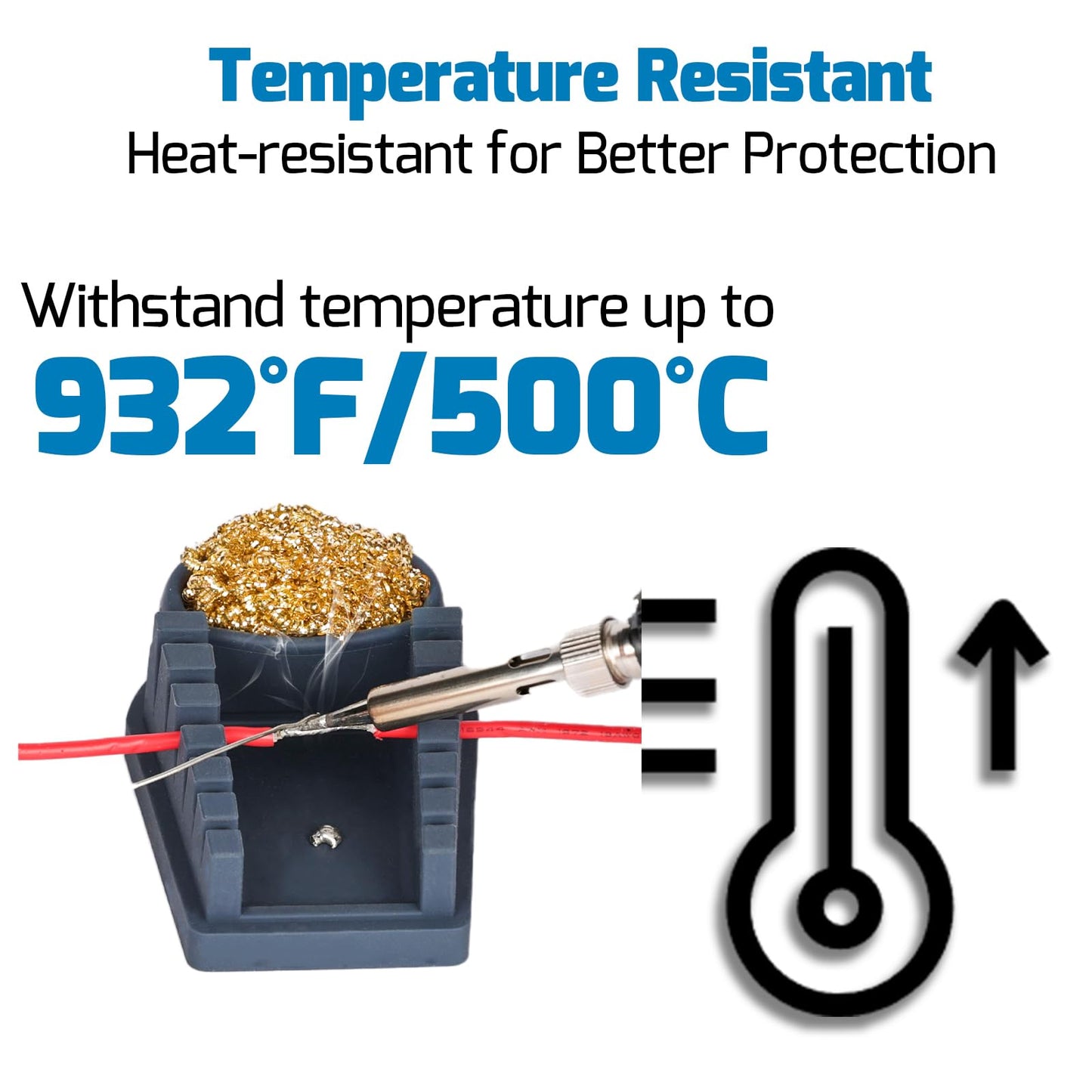 WEP S200 Gray Soldering Wire Holder, Heat Resistant Silicone Stand with Brass Wool Tip Cleaner and 6 V-shaped grooves, Helping Hands for Soldering