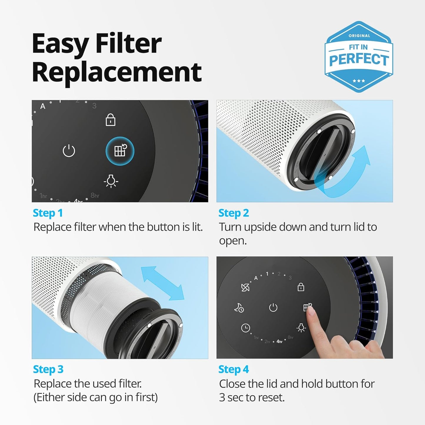 True HEPA Replacement Filter Set for Coway Airmega 100 Air Purifier - Deodorization Included