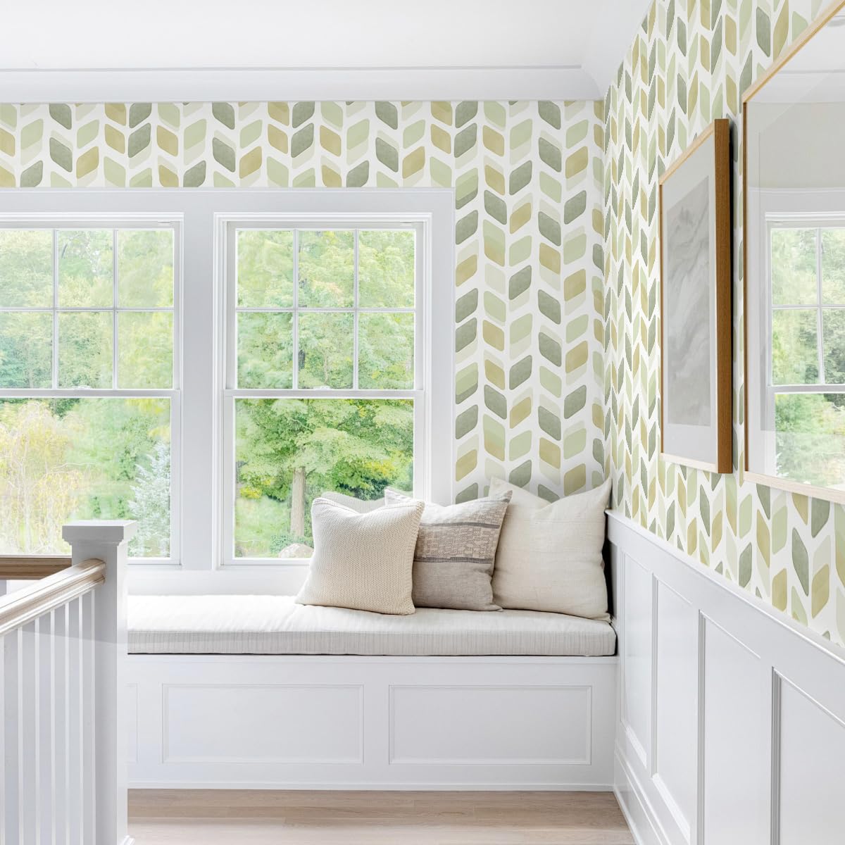 Fiula Boho Peel and Stick Wallpaper Checkered Contact Paper 17.3"x78.7" Neutral Geometric Wall Paper Modern Self Adhesive Removable Wallpaper for Bathroom Kitchen Cabinets Waterproof(Green/Yellow)