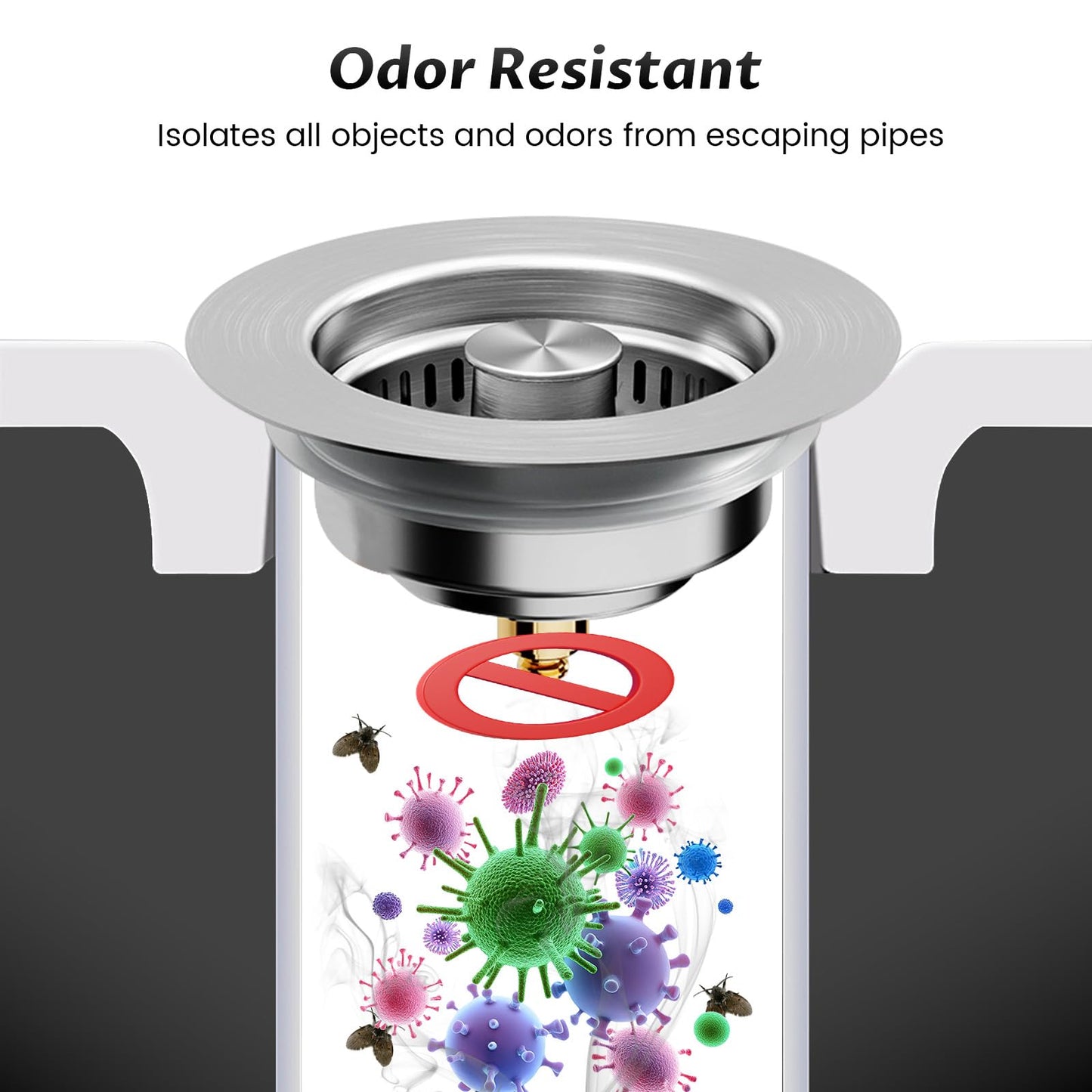 Kitchen Sink Drain Strainer – 304 Stainless Steel 3-in-1 Pop Up Design, Anti-Clogging Sink Strainer Basket for US Standard 3.5" Kitchen Drain, Water Storage & Debris Filter