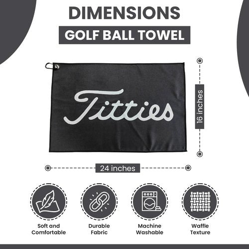 K9King Funny Microfiber Towel - Premium Golf Towel with Clip Holder - Ideal Golf Accessories for Men and Women - Black/White