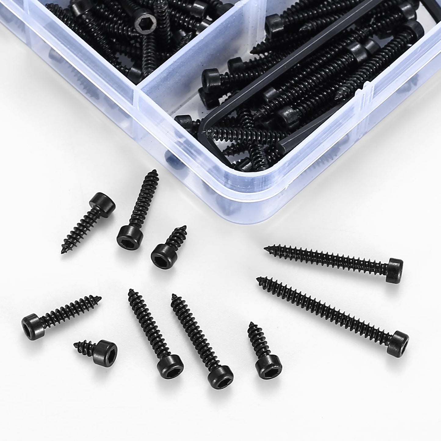 Metric Hex Socket Cap Head Self Tapping Screws, 480pcs M3 Stainless Steel Socket Head Cap Wood Screws Assortment Kit, Hex Drive Head Cap Self Drilling Screws(480 Black)