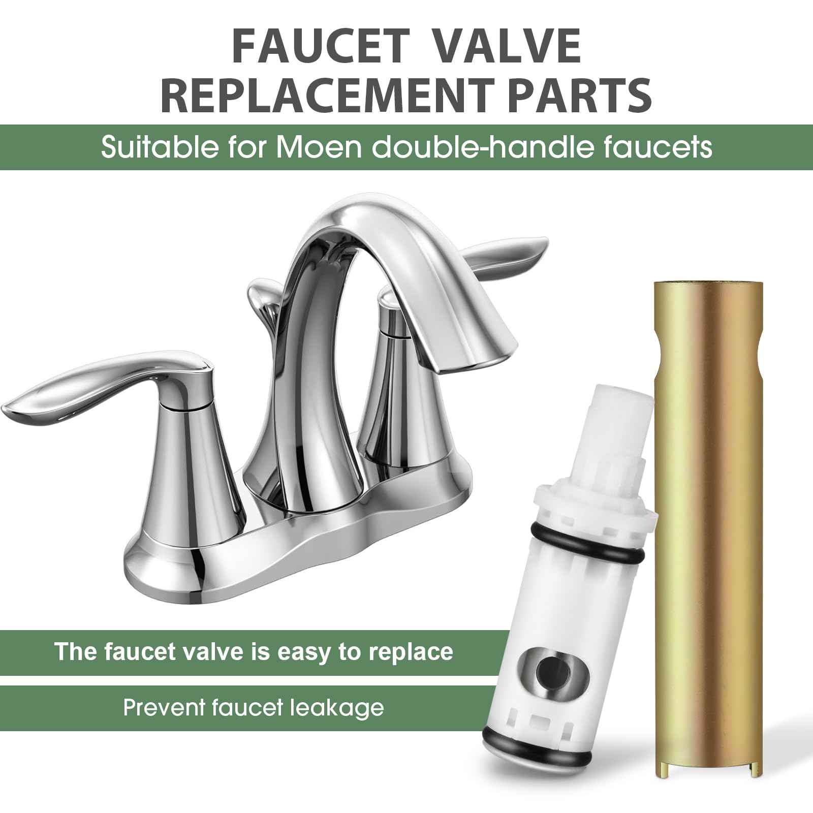 1224 Replacement Cartridge Kit for Two Handle Faucets,Faucet Cartridge Replacement Bathtub Valve Repair with Retainer Removal Tool