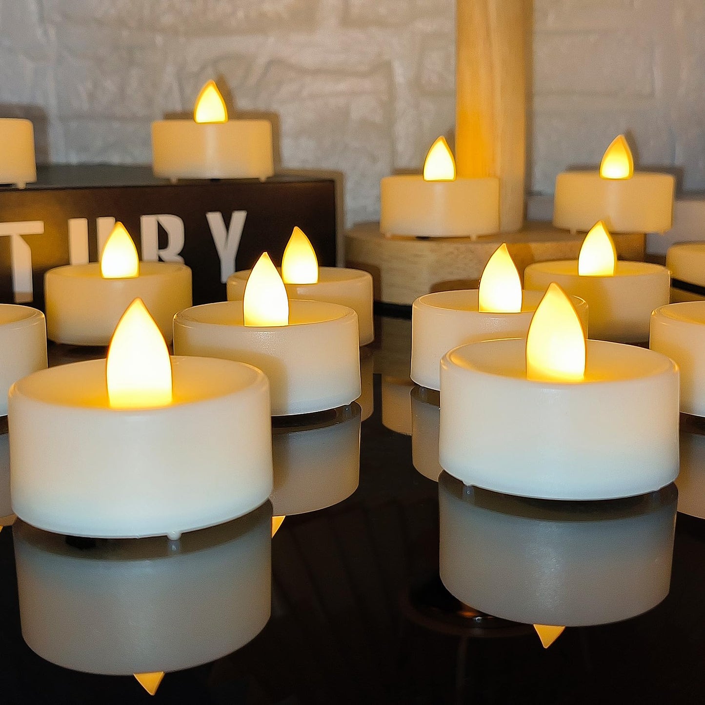 24 Pack Battery Operated Tea Lights Candles Flickering Flameless LED Lights, Long Lasting 200+ Hours Realistic Electric TeaLights Fake Plastic candles for Wedding, Centerpieces, Halloween, Christmas