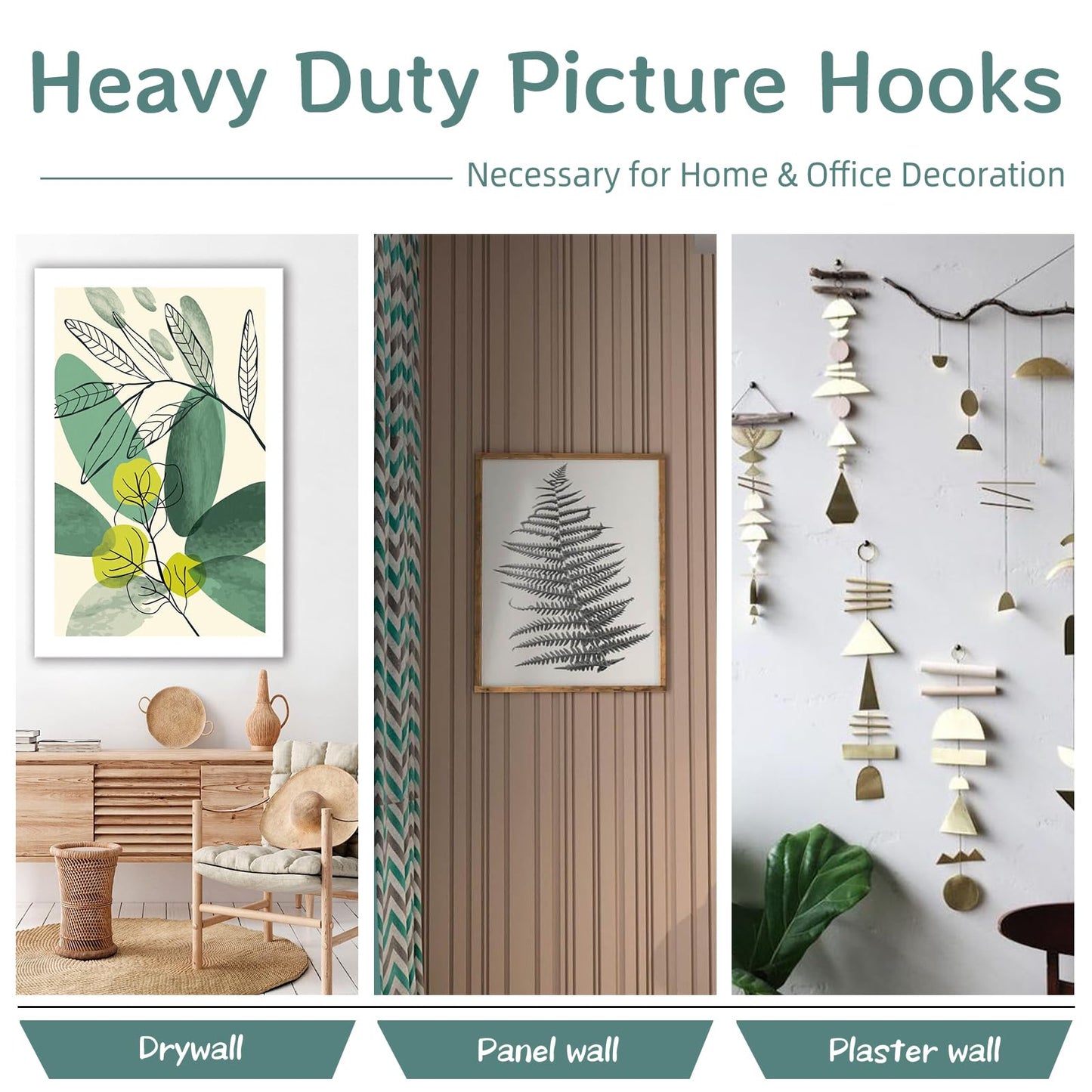 AccEncyc 50Pcs Picture Hanger Hooks Super Hooks for Hanging Drywall Picture Hanging Hooks Heavy Duty Wall Hooks for Hanging Pictures, Photos, Frames, Planters, Art, Clock