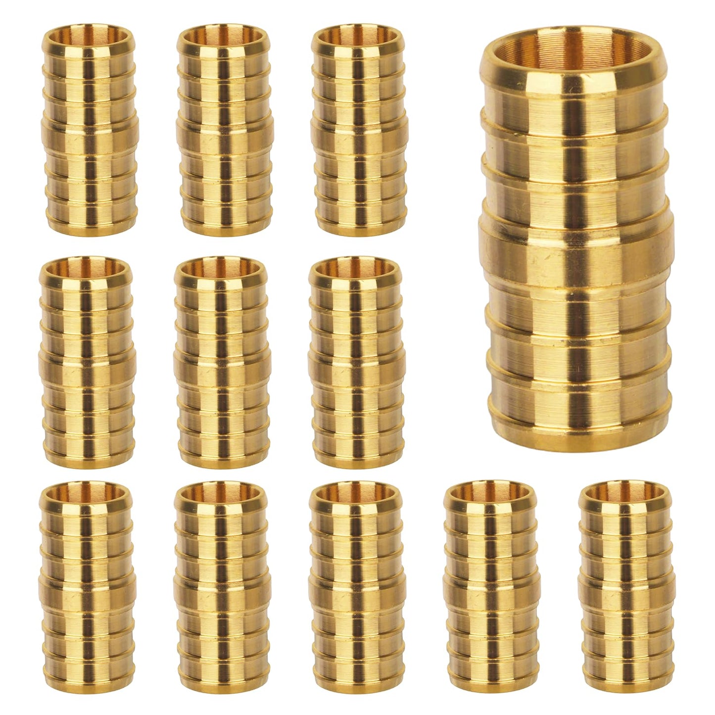 JUWO 1/2" Pex Coupling, 12 Pack Pex Fittings, NSF & UPC Certified, Heavy Duty Brass Crimp Fittings for Pipe Plumbing
