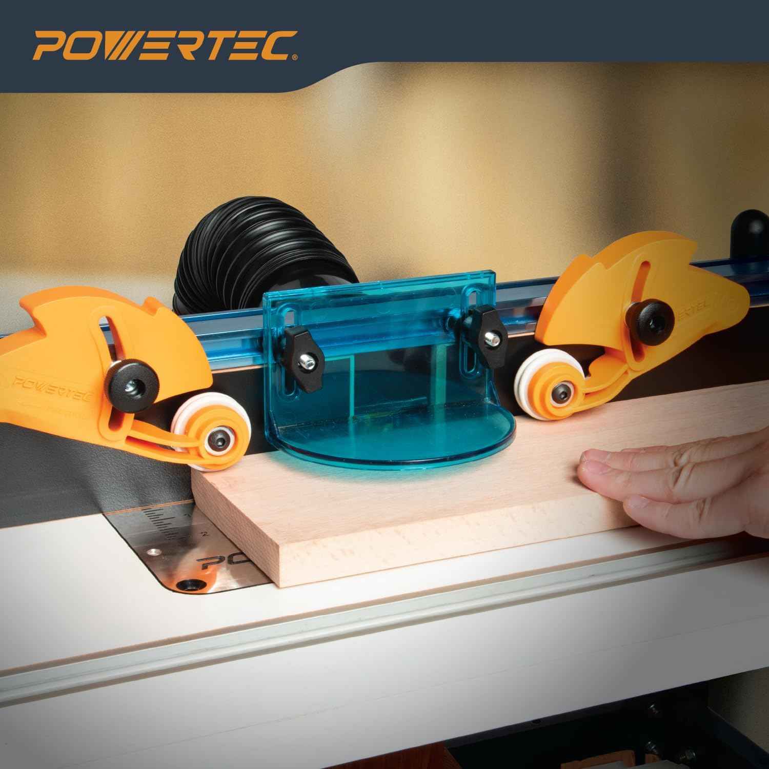 POWERTEC Adjustable Roller Stock Guide for Table Saw & Router - Enhance Safety & Reduce Kickback (Model 71935)