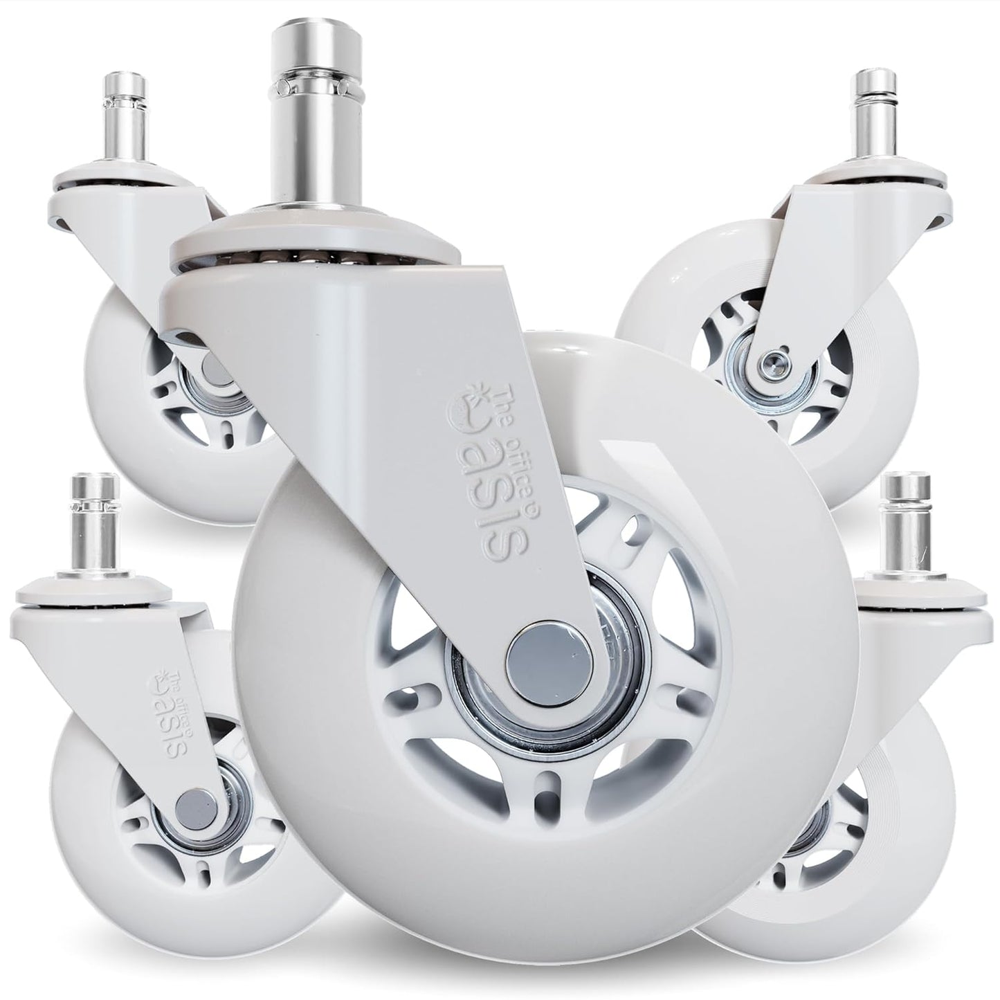 Original Rollerblade Office Chair Wheels - Smooth, Quiet Casters for Hardwood & Carpet - Easy Universal Fit - Set of 5