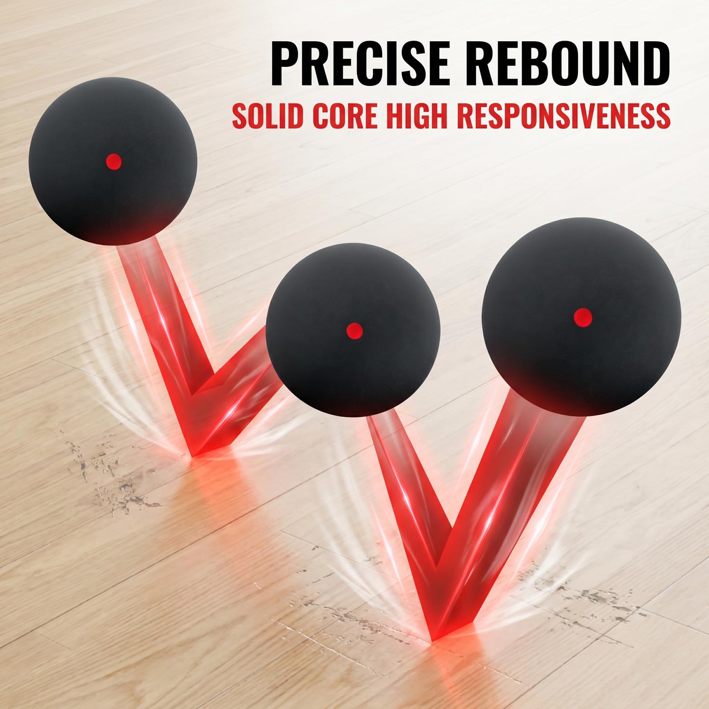 VisnzvLux 3 Pieces Black with Red Dot Squash Ball Custom Logo Professional high Elasticity Resistant to Play for Training and Practice