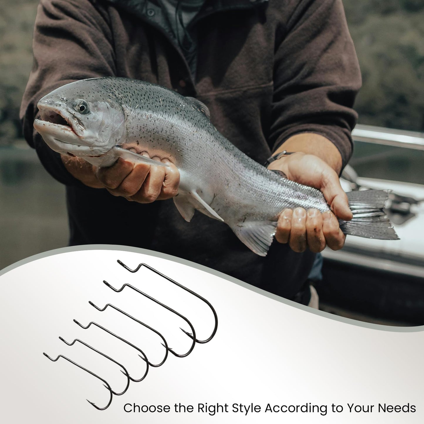 Pristis 25 Pack 5/0 Round Bend Worm Hooks, Strong High Carbon Steel Weedless Inline Fishing Hook Set Kit for Saltwater Freshwater Drop Shot Rig, Reinforced Barbs for Bass Pike Crappie Walleye Trout