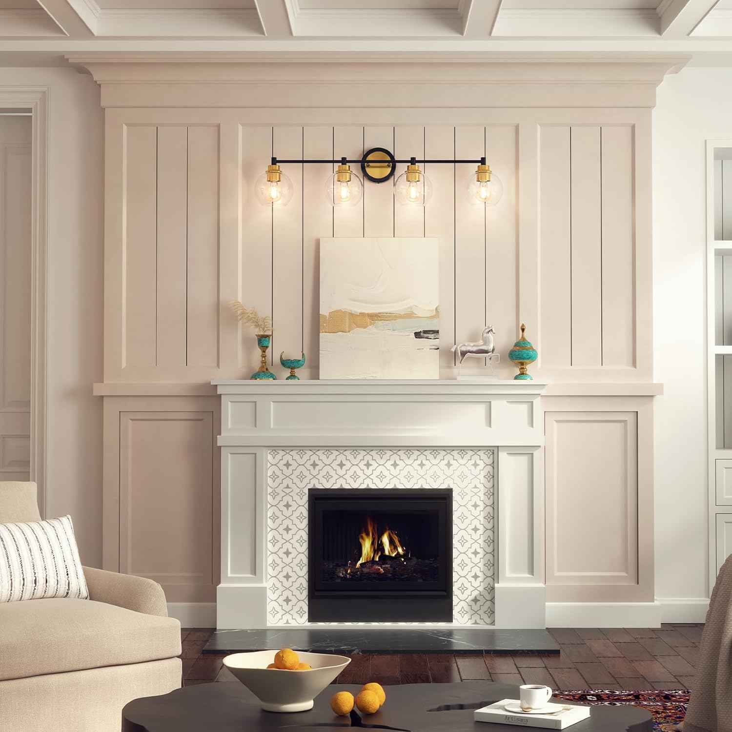 3-Light Vanity Bathroom Light Fixture with Globe Glass Shades - Brushed Nickel, ETL Certified