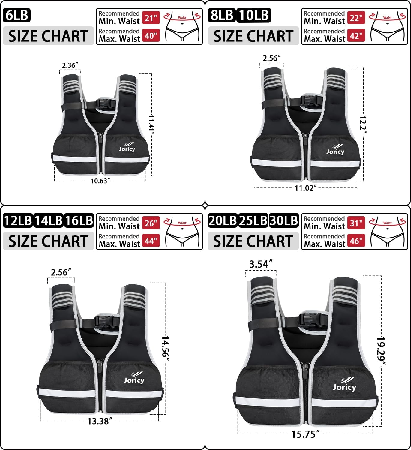 Skiennix Weighted Vest - Adjustable Weight Options 6lb to 30lb | Zipper Front & Reflective Strips for Running & Training