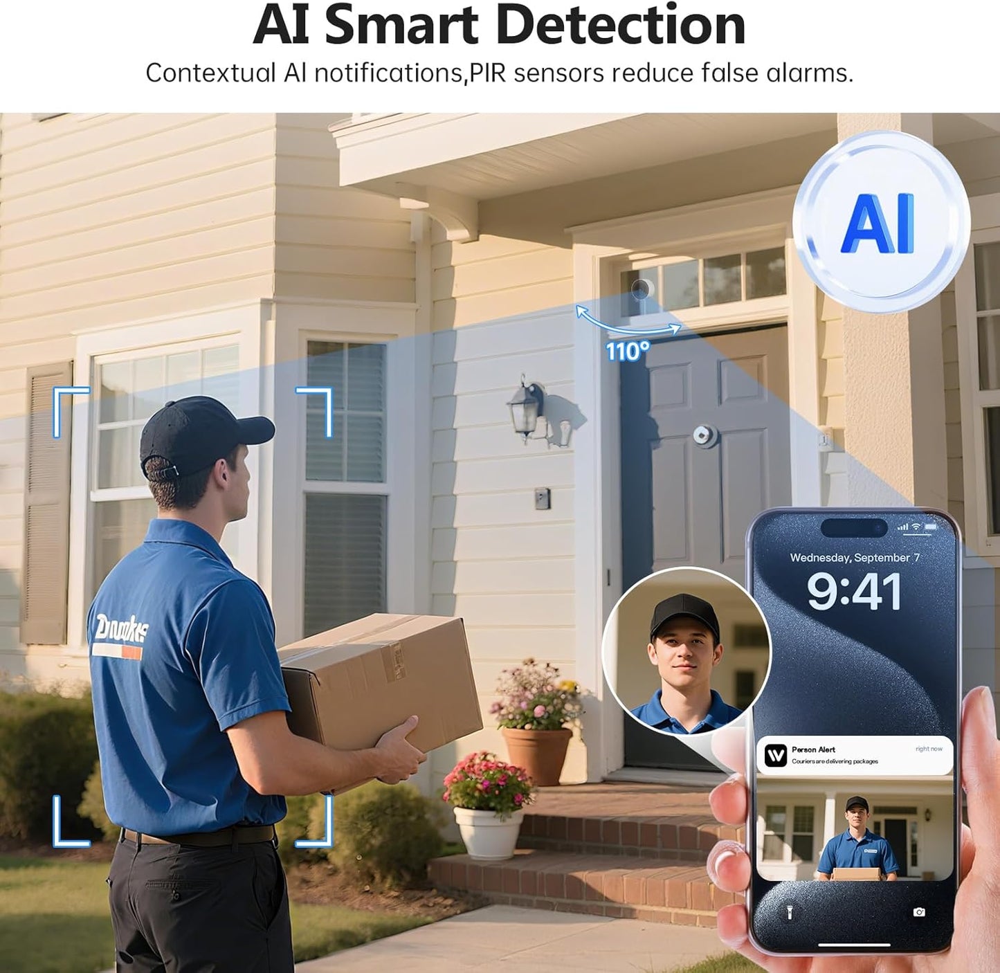 2K Indoor Security Camera with Starlight Night Vision & AI Detection - 24/7 Recording, 2-Way Talk, Easy Install