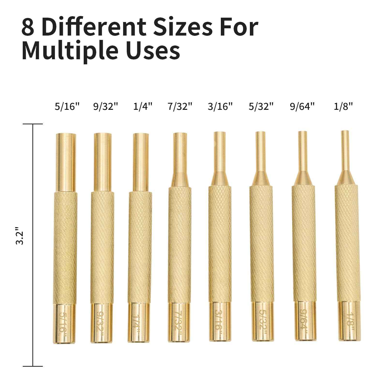 Pin Punch Set, 20pcs Punch Removing Repair Tools, Including Brass Pin Punches, Steel Pin Punches with Storage Pouch&Hammer (Brass+Steel Pin Punches)