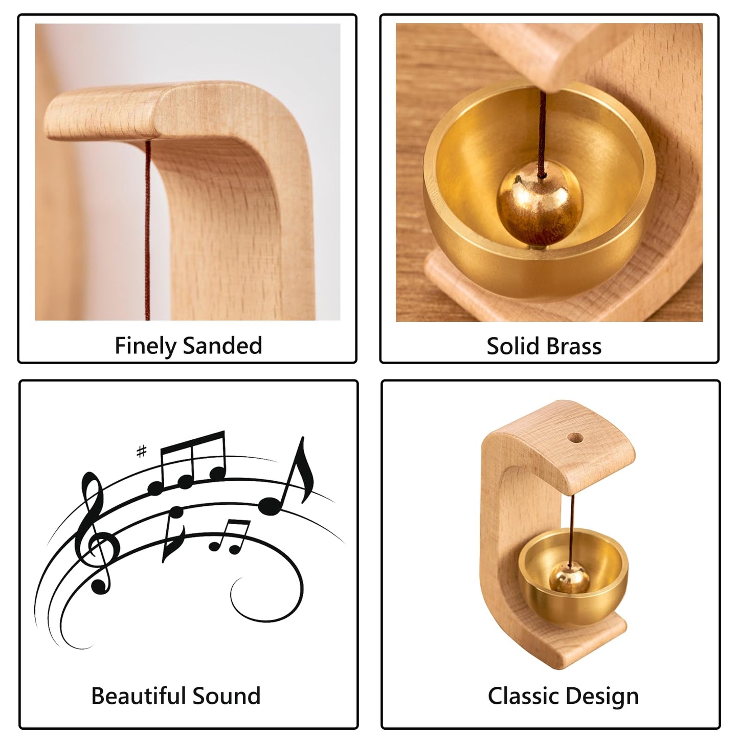 Magnetic Door Chime Bell, Wooden Shopkeepers Bell for Door Opening - Ding Ding Sound