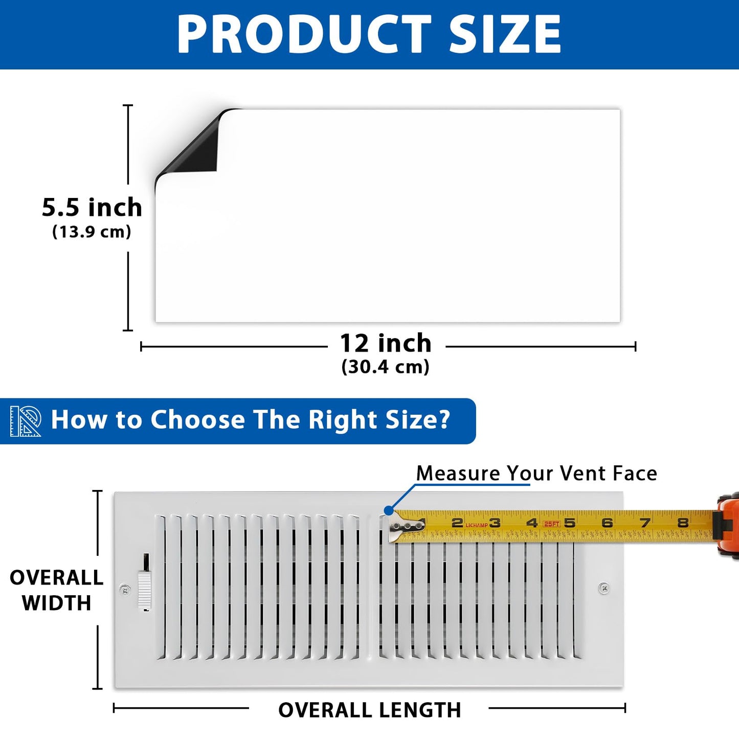 Grtard Strong Magnetic Vent Covers, 6 Pack Magnet Vent Cover, 5.5" X 12" Magnetic Vent Cover, Vent Magnetic Cover, Air Vent Covers for Home Ceiling, Magnetic Vent Covers for Ceiling, Floor, Wall