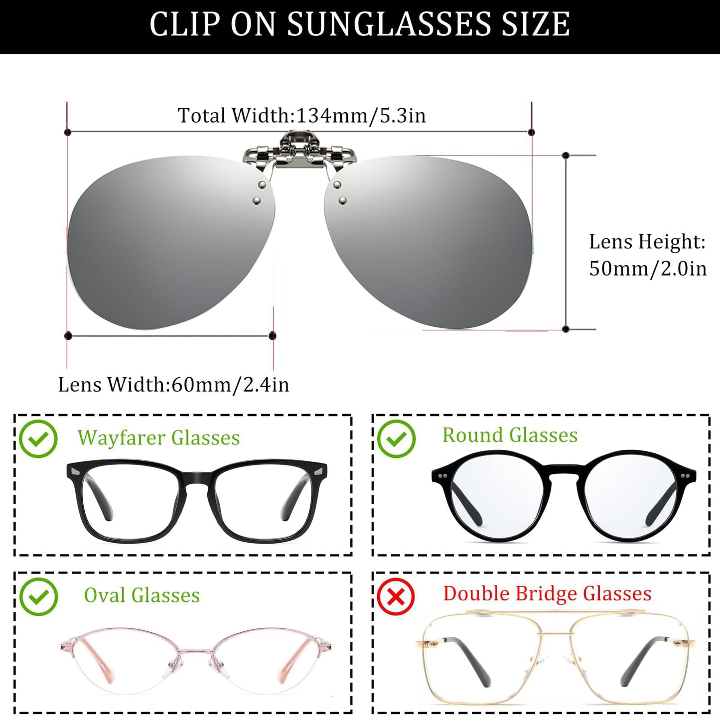 FF FRAZALA Polarized Clip on Sunglasses over Prescription Glasses Anti-Glare UV Protection Driving Fishing (Silver, 0, x)