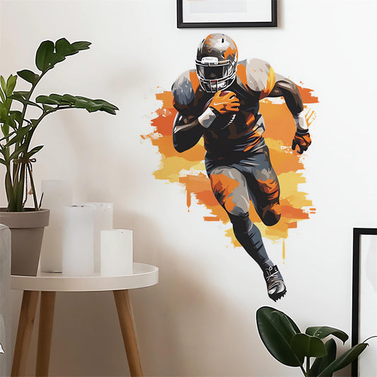 Football Player Sport Wall Stickers, sacinora Watercolor Sport Wall Decals Removable Vinyl Peel and Stick for Kids Teens Boys Bedroom Nursery Playroom Home Decorations
