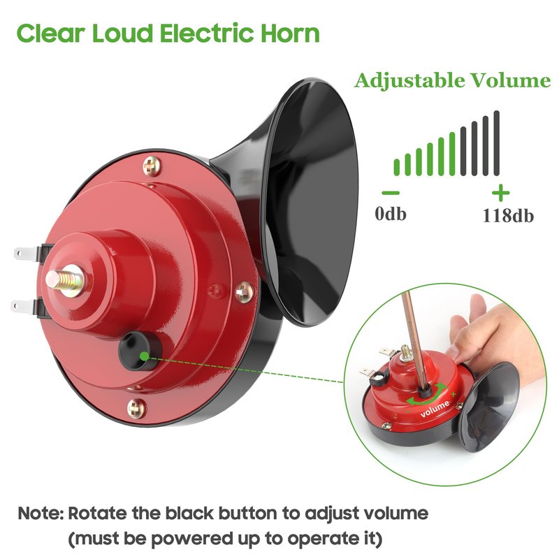 10L0L 12 Volt Golf Cart Horn Kit for Yamaha EZGO Club Car or UTV Boat, Floor Mount Button Switch, Universal Loud Horn Volume Up to 118db