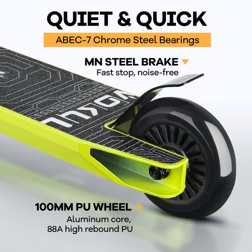 VOKUL Complete Pro Scooter for Kids Boys Girls Teens Up 6 Years - Freestyle Tricks Pro Stunt Scooter (Green)