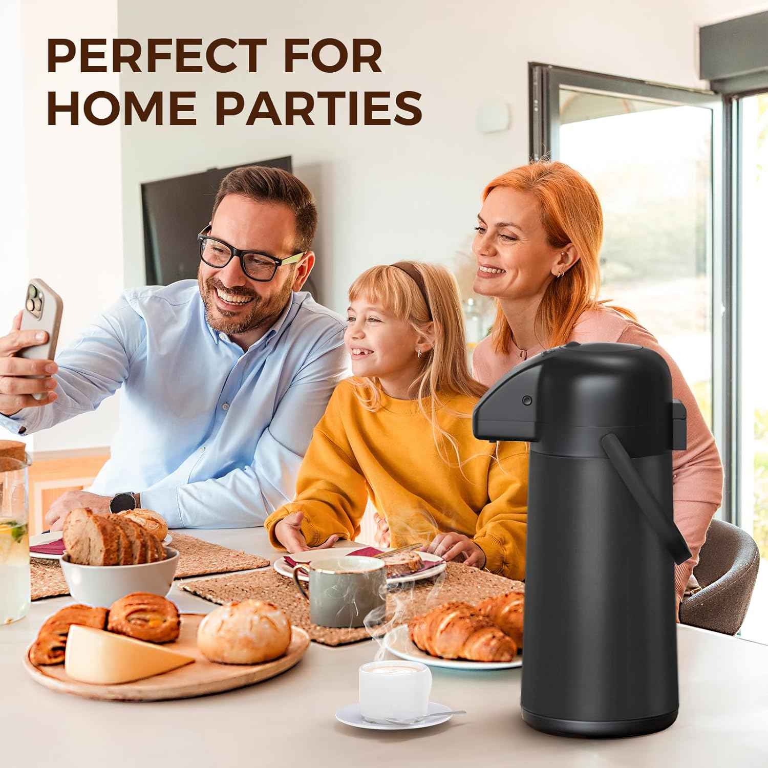 Large 102OZ Stainless Steel Coffee Carafe - Insulated Airpot Dispenser for Hot Drinks
