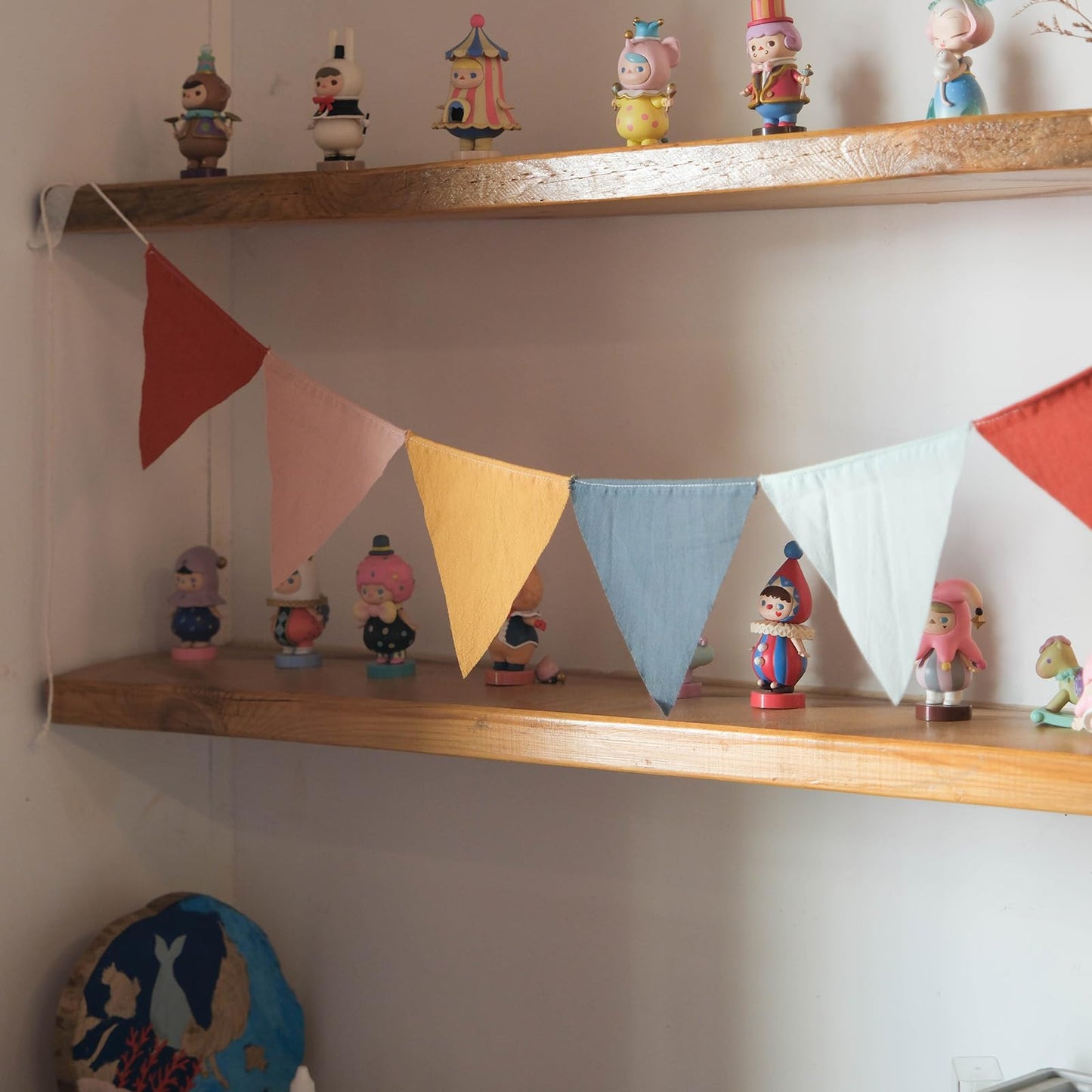 3.9ft Half Circle Banner - Pastel Cotton Pennants for Kids Tent, Nursery & Birthday Party Decor Pastel Pennant Banner | Single Sided Hanging Banners (Set of 2)