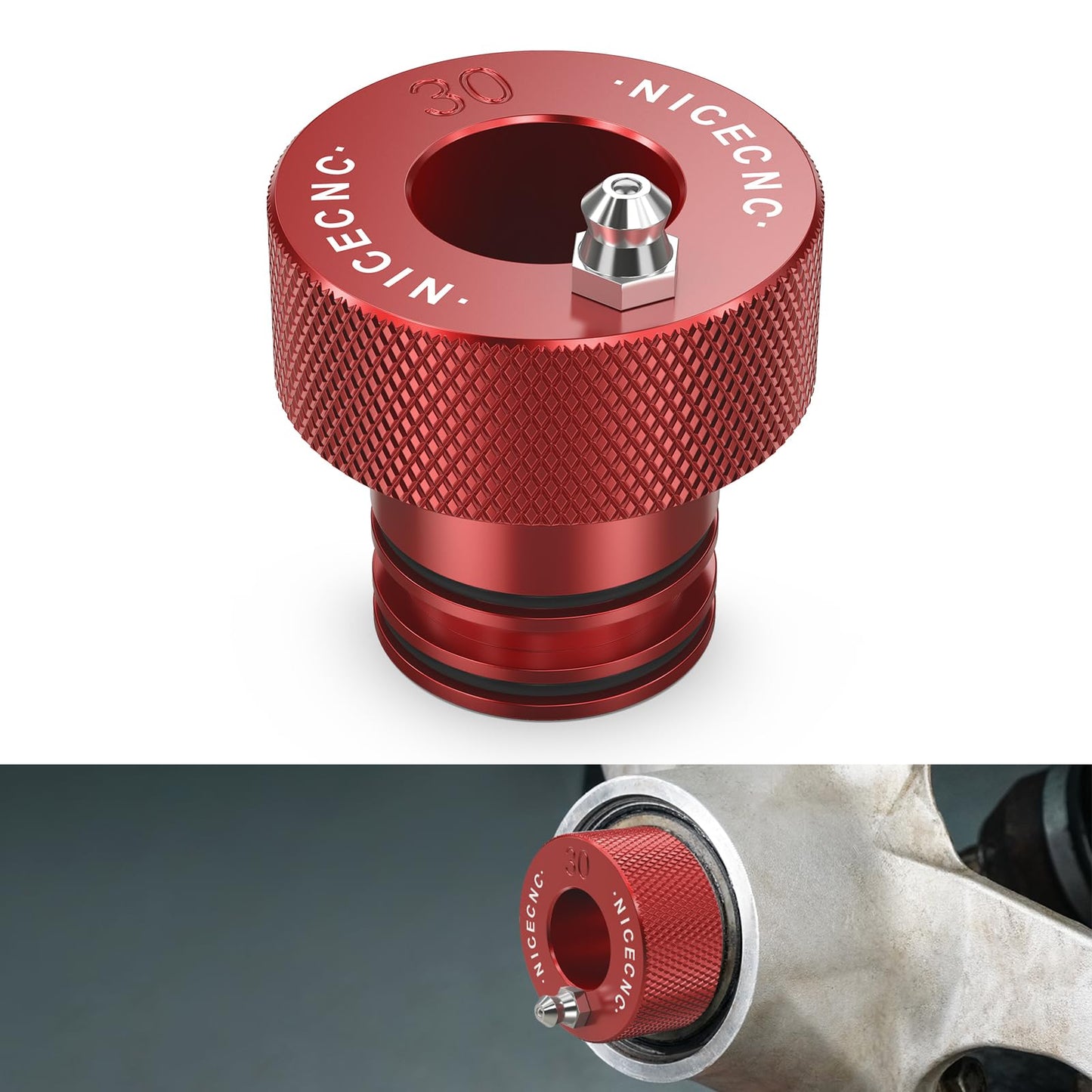 NICECNC Red Aluminum Wheel Bearing Greaser Tool 30MM Compatible with Can Am Outlander 1000 2012-2015, Renegade 1000 2012-2015